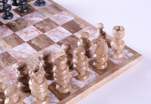 Load image into Gallery viewer, 13" Brown and Black Onyx Chess Set