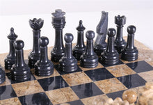 Load image into Gallery viewer, 15" Coral Stone & Black Marble Chess Set