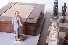 Load image into Gallery viewer, 1863 Battle of Gettysburg Civil War Chess Set with Matching Board and Wood Storage Boxes