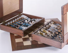 Load image into Gallery viewer, 1863 Battle of Gettysburg Civil War Chess Set with Matching Board and Wood Storage Boxes