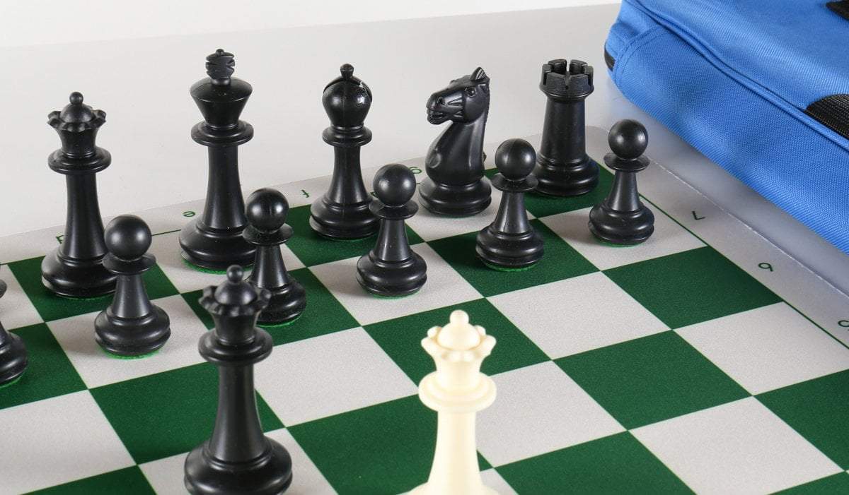 2 Player Chess Set Combination - Single Weighted Regulation Colored Chess  Pieces & Regulation Vinyl Chess Board