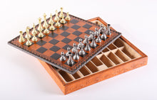 Load image into Gallery viewer, 11&quot; Florentine Chess Set on Leatherette Cabinet Board
