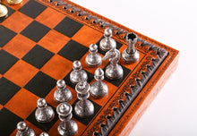 Load image into Gallery viewer, 11&quot; Florentine Chess Set on Leatherette Cabinet Board
