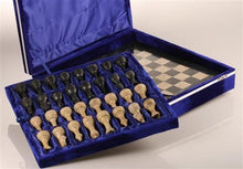 Load image into Gallery viewer, 12&quot; Coral Stone &amp; Black Marble Chess Set with deluxe velvet box
