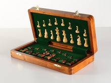 Load image into Gallery viewer, 12&quot; Magnetic Folding Chess Set in Golden Rosewood / Maple with Leatherette Case
