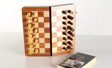 Load image into Gallery viewer, 12&quot; Magnetic Folding Chess Set in Golden Rosewood / Maple with Leatherette Case
