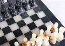Load image into Gallery viewer, 12in. Marble Chess Set - Black &amp; Light Green Board
