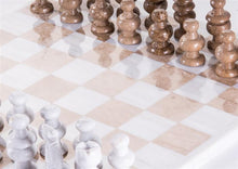 Load image into Gallery viewer, 13&quot; Onyx Chess Set - Brown and Marble White
