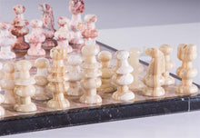 Load image into Gallery viewer, 13&quot; Onyx Chess Set - Pink and Swirled White
