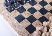Load image into Gallery viewer, 15" Coral Stone &amp; Black Marble Chess Set
