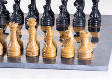 Load image into Gallery viewer, 16" Black and Gold Marble Chess Set
