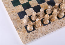 Load image into Gallery viewer, 16" Marble Chess Set American Design in Coral &amp; Black
