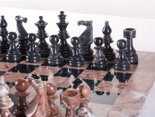 Load image into Gallery viewer, 16" Marble Chess Set Euro Design in Marina &amp; Black
