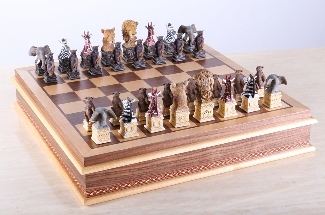 Animals of the Savanna Chess Set with Storage Board
